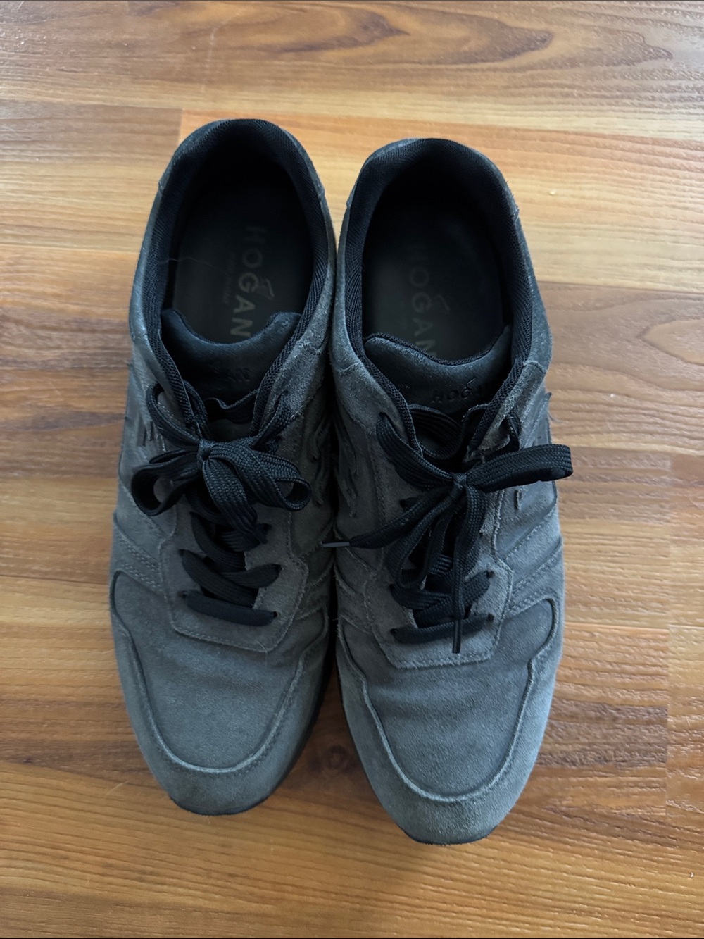 Hogan Men's Charcoal Suede Sneakers with Black Laces size 10